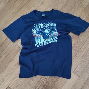 Patriotic Eagle Graphic Short Sleeve Tee - Navy Blue
